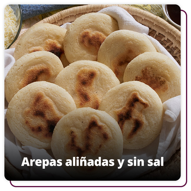 Foto de las arepas aliñadas y sin sal